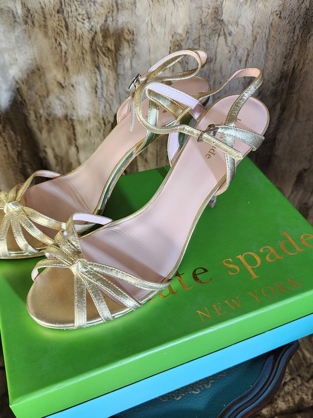 Kate Spade Gold Vintage-Style Heels; SZ 10